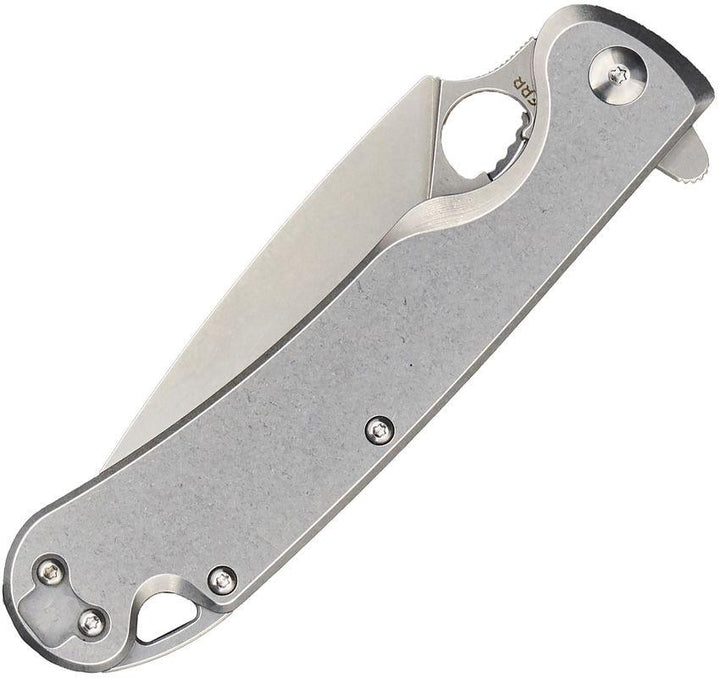 Daggerr Knives Arrow Framelock Brushed Stainless Handle Stonewash D2 - Knives.mx