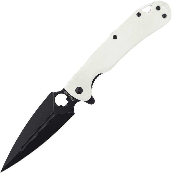 Daggerr Knives Arrow Linerlock White G10 Black Stonewash D2 - Knives.mx