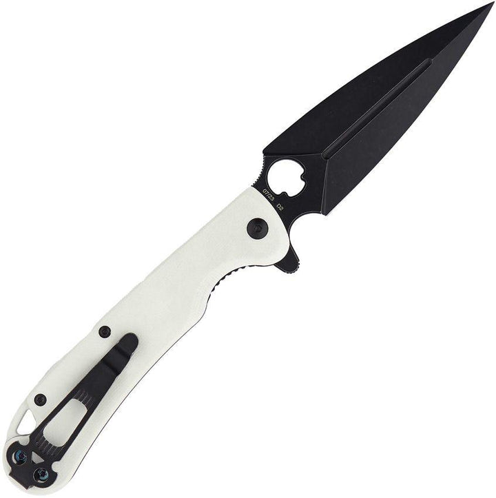 Daggerr Knives Arrow Linerlock White G10 Black Stonewash D2 - Knives.mx