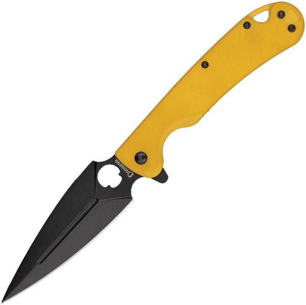 Daggerr Knives Arrow Linerlock Yellow G10 Black Stonewash D2 - Knives.mx