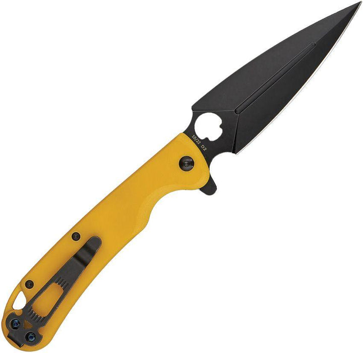 Daggerr Knives Arrow Linerlock Yellow G10 Black Stonewash D2 - Knives.mx