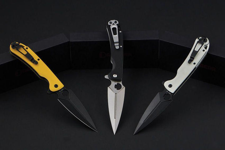 Daggerr Knives Arrow Linerlock Yellow G10 Black Stonewash D2 - Knives.mx