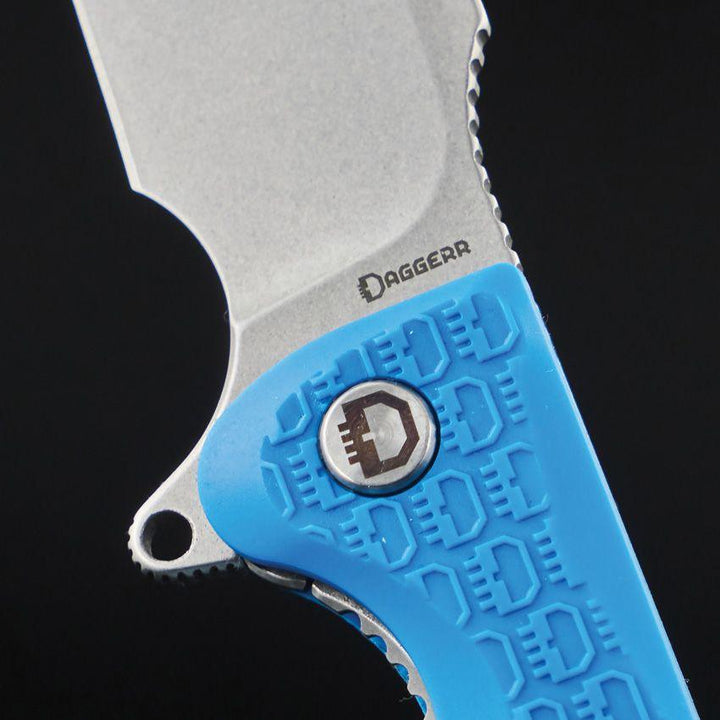 Daggerr Knives Fielder Linerlock Blue Textured G10 Stonewash 8Cr14MoV - Knives.mx