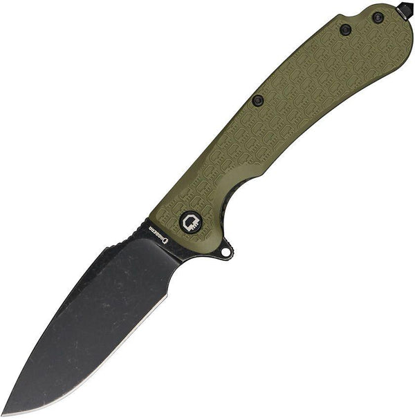 Daggerr Knives Fielder Linerlock Olive Green Textured FRN Black Stonewash 8Cr14MoV - Knives.mx