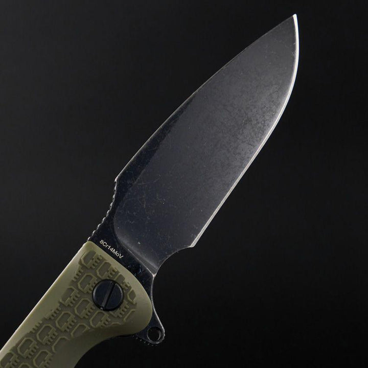 Daggerr Knives Fielder Linerlock Olive Green Textured FRN Black Stonewash 8Cr14MoV - Knives.mx