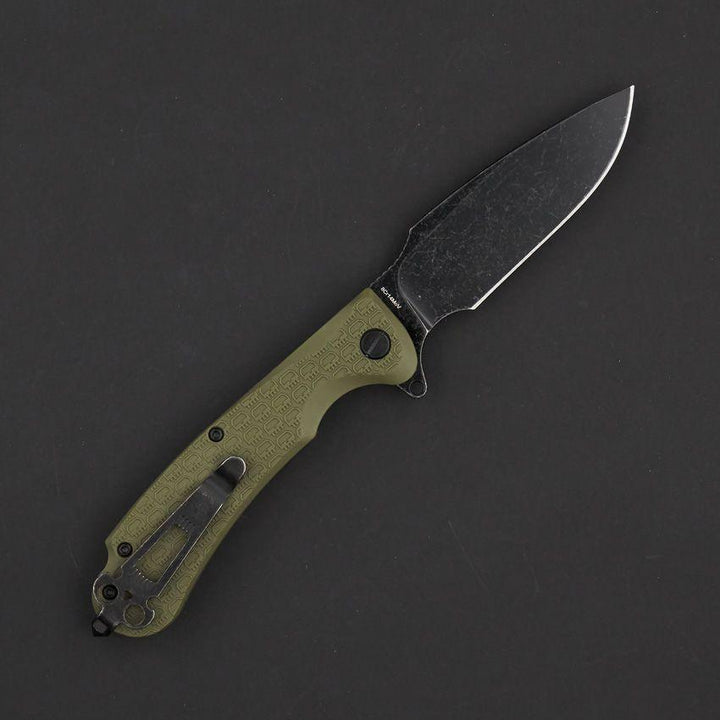 Daggerr Knives Fielder Linerlock Olive Green Textured FRN Black Stonewash 8Cr14MoV - Knives.mx