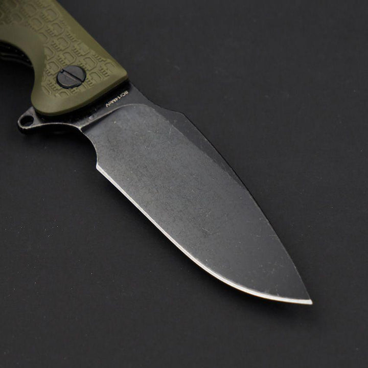 Daggerr Knives Fielder Linerlock Olive Green Textured FRN Black Stonewash 8Cr14MoV - Knives.mx
