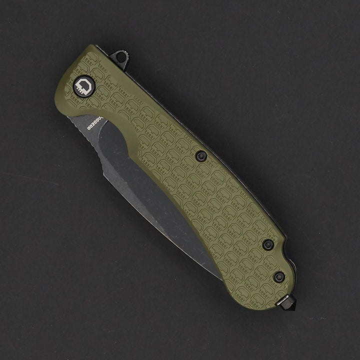 Daggerr Knives Fielder Linerlock Olive Green Textured FRN Black Stonewash 8Cr14MoV - Knives.mx