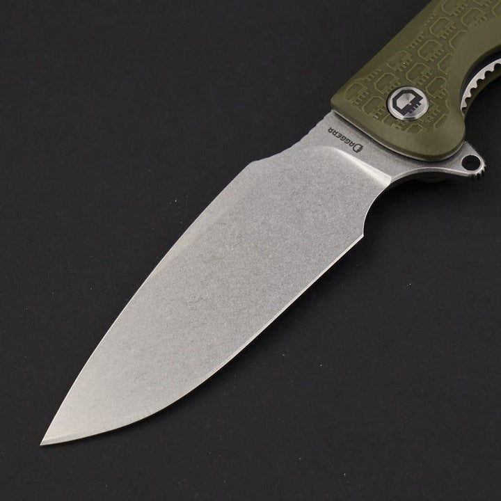 Daggerr Knives Fielder Linerlock Olive Green Textured G10 Stonewash 8Cr14MoV - Knives.mx