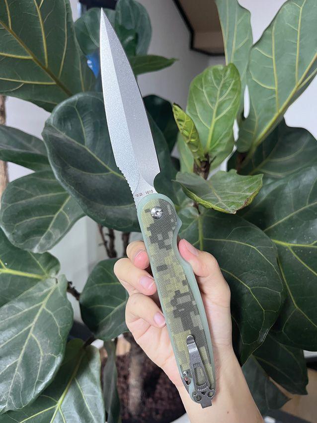 Daggerr Knives Nestor Button Lock Camo G10 Stonewash VG-10 - Knives.mx