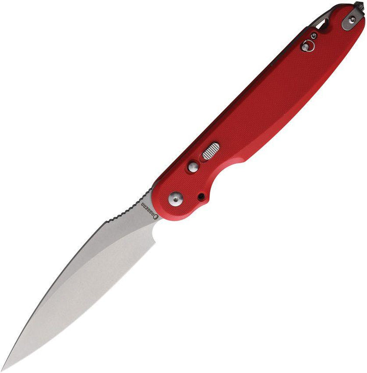 Daggerr Knives Parrot Button Lock Red G10 Stonewash VG-10 - Knives.mx