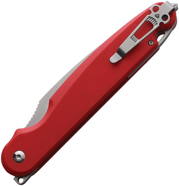 Daggerr Knives Parrot Button Lock Red G10 Stonewash VG-10 - Knives.mx