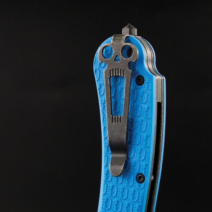 Daggerr Knives Resident Linerlock Blue Textured FRN Black Stonewash 8Cr14MoV - Knives.mx