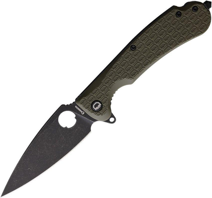 Daggerr Knives Resident Linerlock Olive Green Textured FRN Black Stonewash 8Cr14MoV - Knives.mx