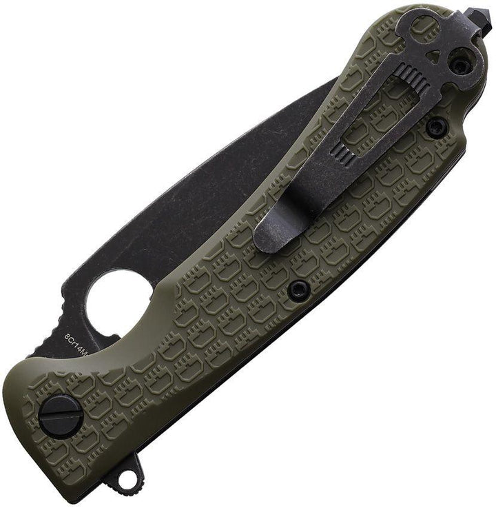 Daggerr Knives Resident Linerlock Olive Green Textured FRN Black Stonewash 8Cr14MoV - Knives.mx