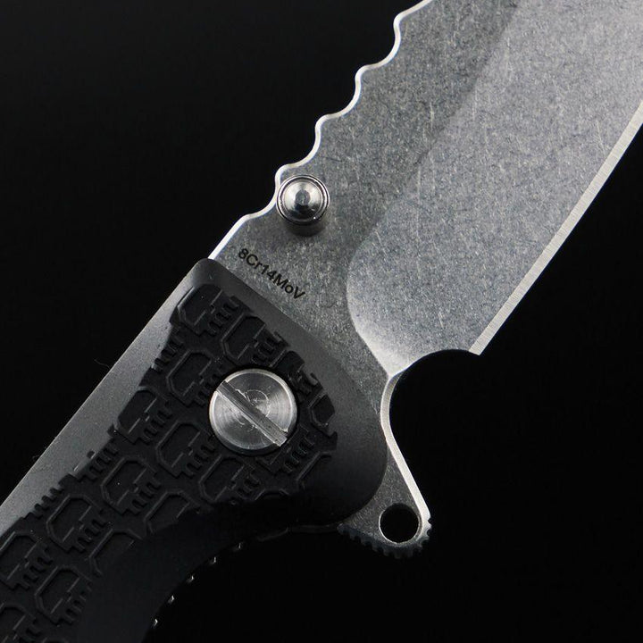 Daggerr Knives Rhino Linerlock Black Textured FRN Stonewash Sheepsfoot 8Cr14MoV - Knives.mx