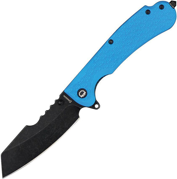 Daggerr Knives Rhino Linerlock Blue Textured FRN Black Stonewash 8Cr14MoV - Knives.mx