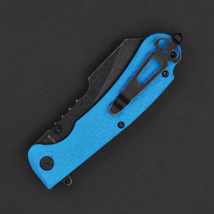 Daggerr Knives Rhino Linerlock Blue Textured FRN Black Stonewash 8Cr14MoV - Knives.mx