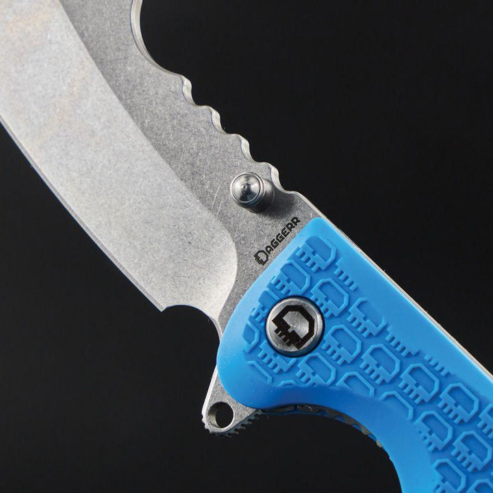 Daggerr Knives Rhino Linerlock Blue Textured FRN Stonewash Sheepsfoot 8Cr14MoV - Knives.mx