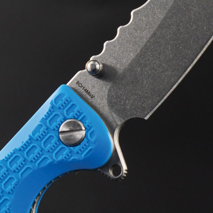 Daggerr Knives Rhino Linerlock Blue Textured FRN Stonewash Sheepsfoot 8Cr14MoV - Knives.mx