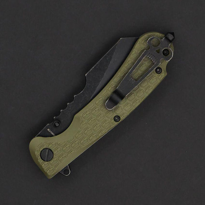 Daggerr Knives Rhino Linerlock Olive Green Textured FRN Black Stonewash 8Cr14MoV - Knives.mx