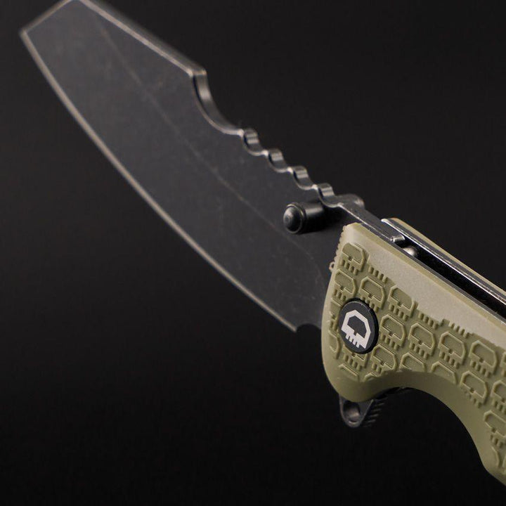 Daggerr Knives Rhino Linerlock Olive Green Textured FRN Black Stonewash 8Cr14MoV - Knives.mx