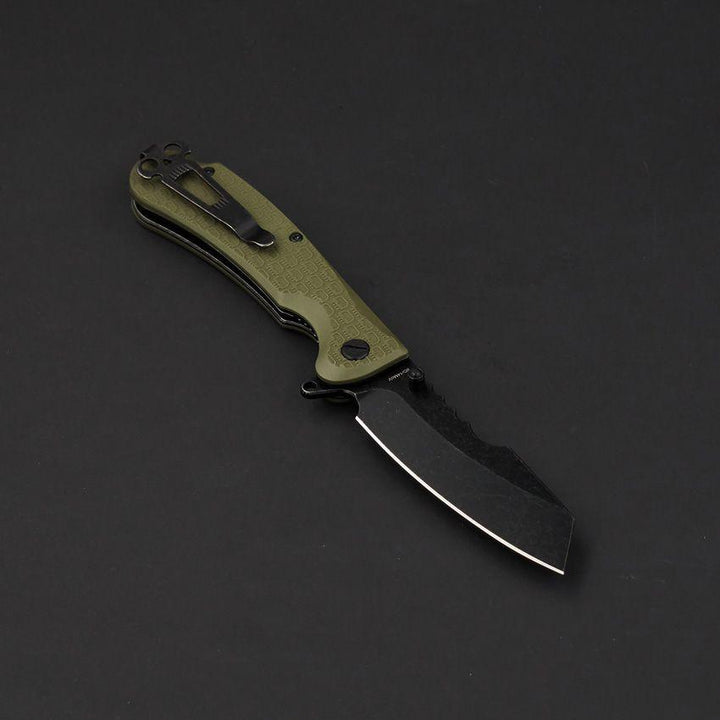 Daggerr Knives Rhino Linerlock Olive Green Textured FRN Black Stonewash 8Cr14MoV - Knives.mx