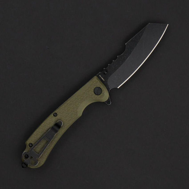 Daggerr Knives Rhino Linerlock Olive Green Textured FRN Black Stonewash 8Cr14MoV - Knives.mx