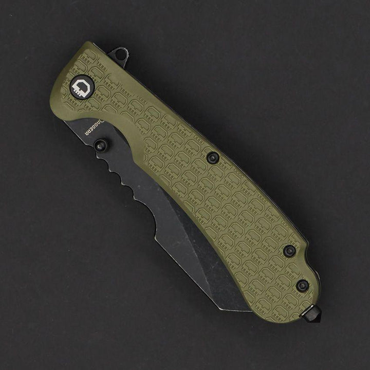Daggerr Knives Rhino Linerlock Olive Green Textured FRN Black Stonewash 8Cr14MoV - Knives.mx