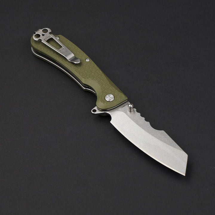 Daggerr Knives Rhino Linerlock Olive Green Textured FRN Stonewash Sheepsfoot 8Cr14MoV - Knives.mx