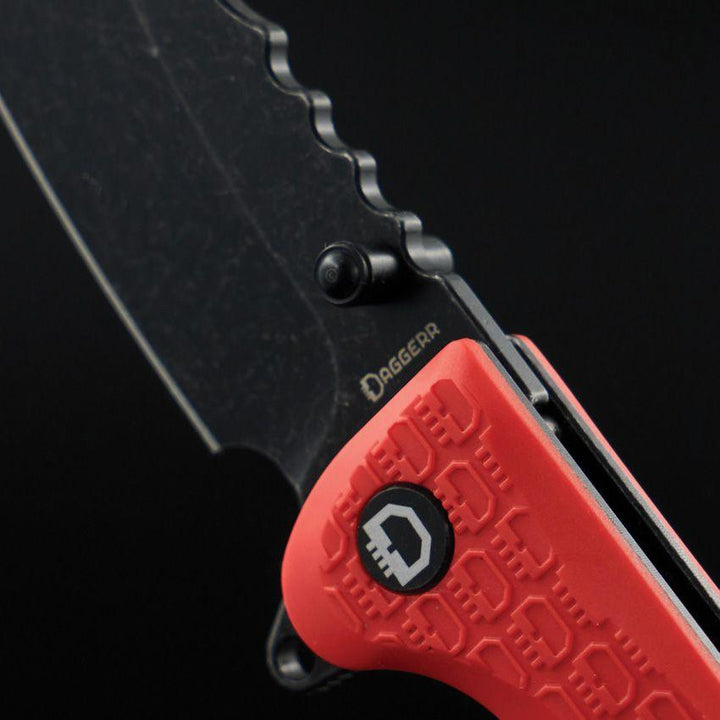 Daggerr Knives Rhino Linerlock Orange Textured FRN Black Stonewash Sheepsfoot 8Cr14MoV - Knives.mx