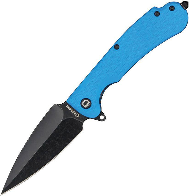 Daggerr Knives Urban 2 Linerlock Blue Textured FRN Black Stonewash 8Cr14MoV - Knives.mx