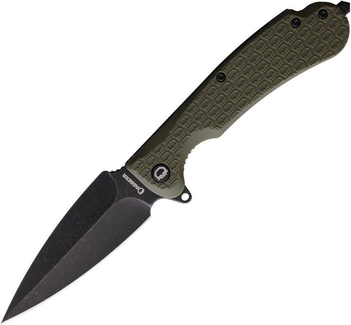 Daggerr Knives Urban 2 Linerlock Olive Green Textured FRN Black Stonewash 8Cr14MoV - Knives.mx