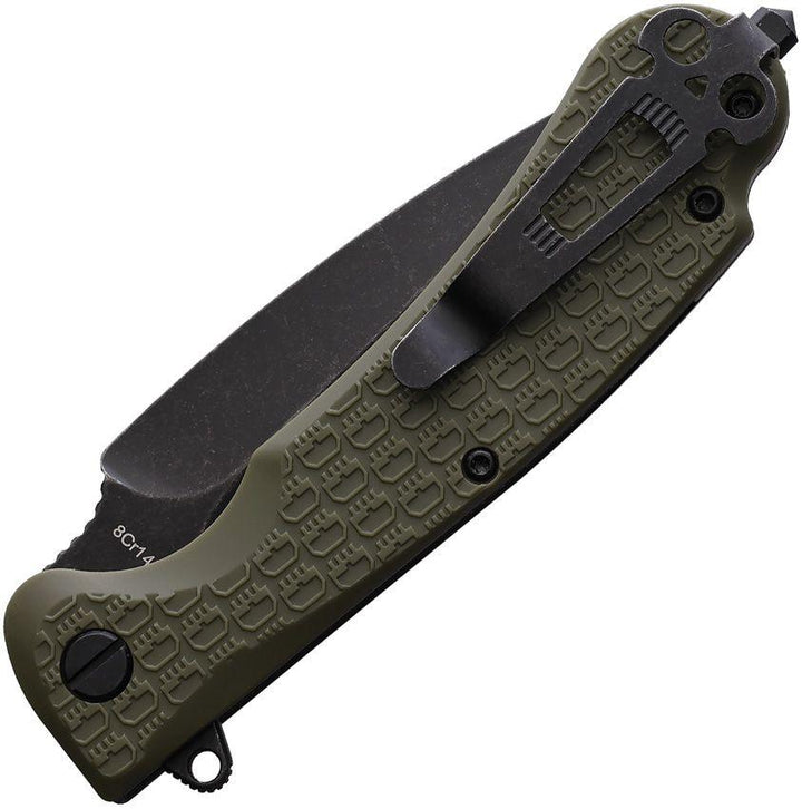 Daggerr Knives Urban 2 Linerlock Olive Green Textured FRN Black Stonewash 8Cr14MoV - Knives.mx