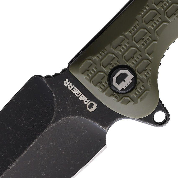 Daggerr Knives Urban 2 Linerlock Olive Green Textured FRN Black Stonewash 8Cr14MoV - Knives.mx