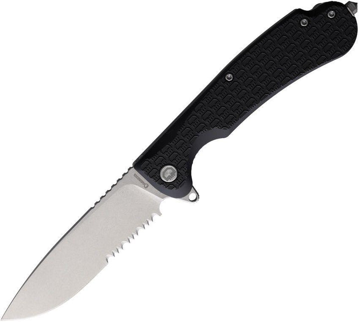 Daggerr Knives Wocket Linerlock Black Textured FRN Stonewash P/Serrated 8Cr14MoV - Knives.mx