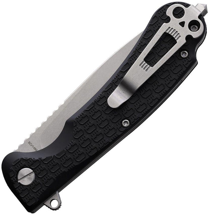 Daggerr Knives Wocket Linerlock Black Textured FRN Stonewash P/Serrated 8Cr14MoV - Knives.mx