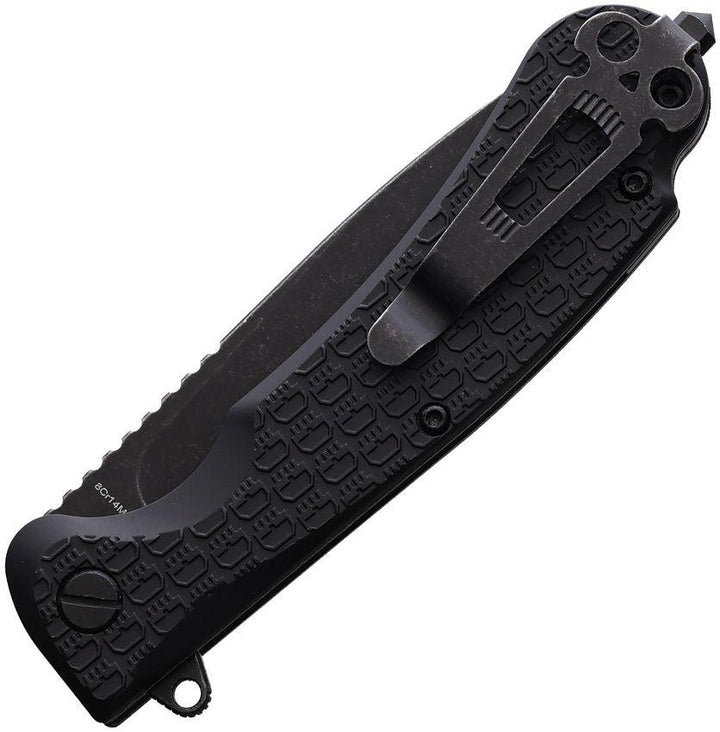 Daggerr Knives Wocket Linerlock Blackout Textured FRN Stonewash P/Serrated 8Cr14MoV - Knives.mx
