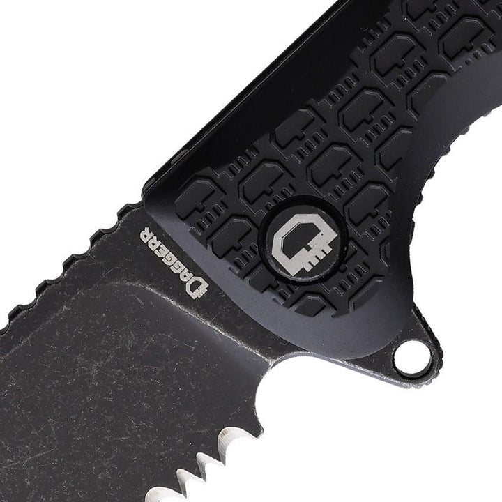 Daggerr Knives Wocket Linerlock Blackout Textured FRN Stonewash P/Serrated 8Cr14MoV - Knives.mx