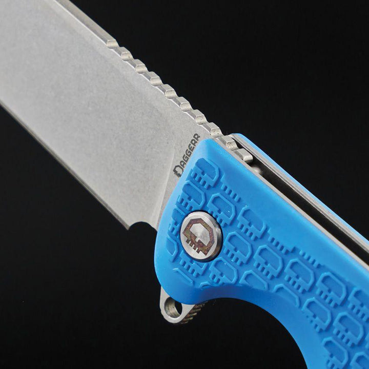 Daggerr Knives Wocket Linerlock Blue Textured FRN Stonewash 8Cr14MoV - Knives.mx