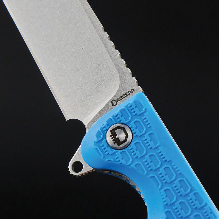 Daggerr Knives Wocket Linerlock Blue Textured FRN Stonewash 8Cr14MoV - Knives.mx
