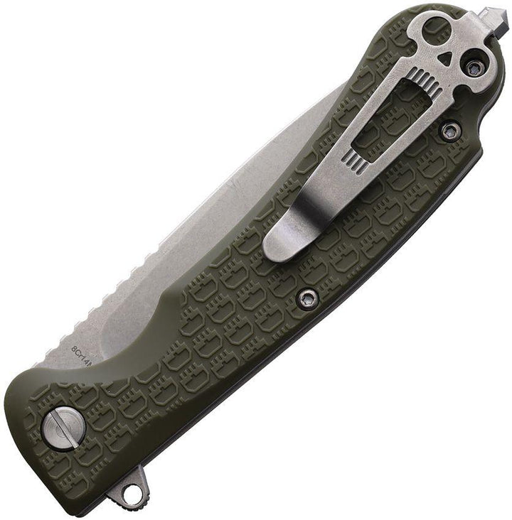 Daggerr Knives Wocket Linerlock Olive Green Textured FRN Stonewash 8Cr14MoV - Knives.mx