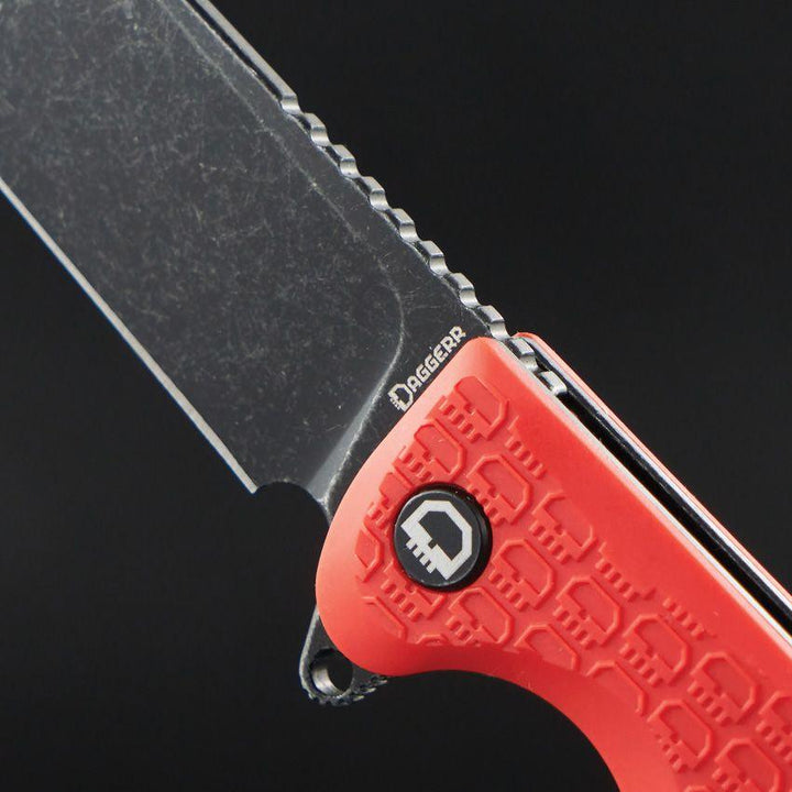 Daggerr Knives Wocket Linerlock Orange Textured FRN Black Stonewash 8Cr14MoV - Knives.mx