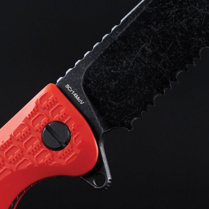 Daggerr Knives Wocket Linerlock Orange Textured FRN Black Stonewash P/Serrated 8Cr14MoV - Knives.mx
