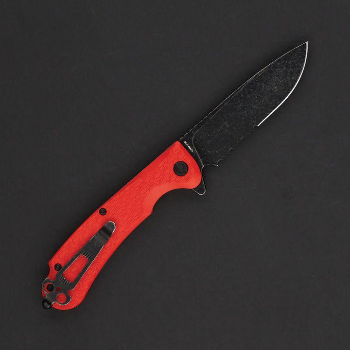Daggerr Knives Wocket Linerlock Orange Textured FRN Black Stonewash P/Serrated 8Cr14MoV - Knives.mx