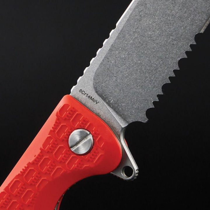Daggerr Knives Wocket Linerlock Orange Textured FRN Stonewash P/Serrated 8Cr14MoV - Knives.mx