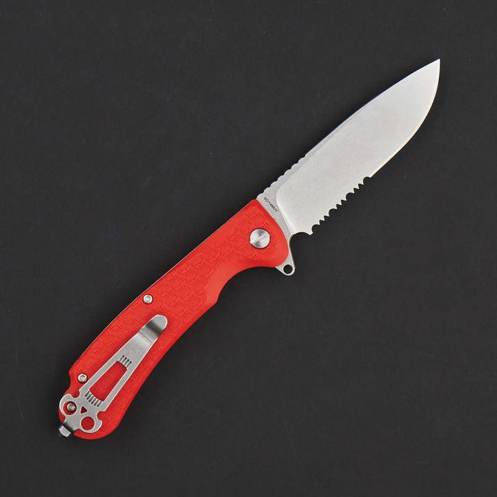 Daggerr Knives Wocket Linerlock Orange Textured FRN Stonewash P/Serrated 8Cr14MoV - Knives.mx