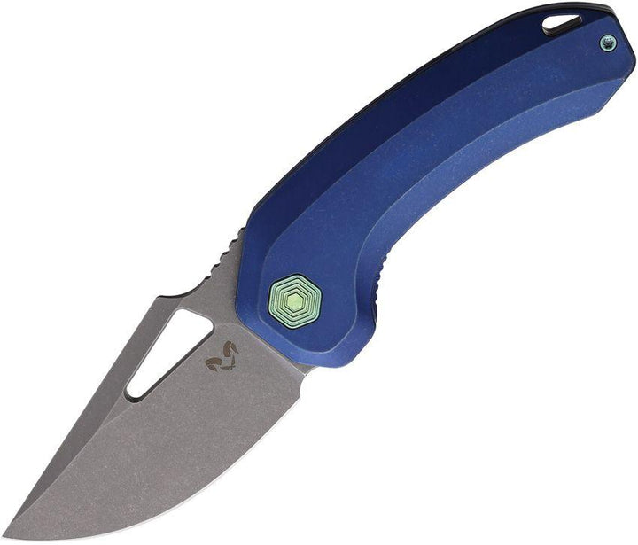 Damned Designs Djinn XL Linerlock Blue Titanium SW 14C28N Sandvik - Knives.mx