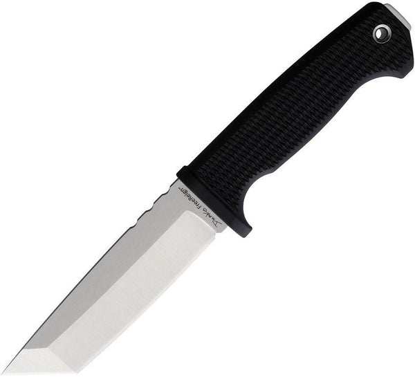 Demko FreeReign Tanto Black Checkered Rubber Satin Tanto AUS-10A - Knives.mx