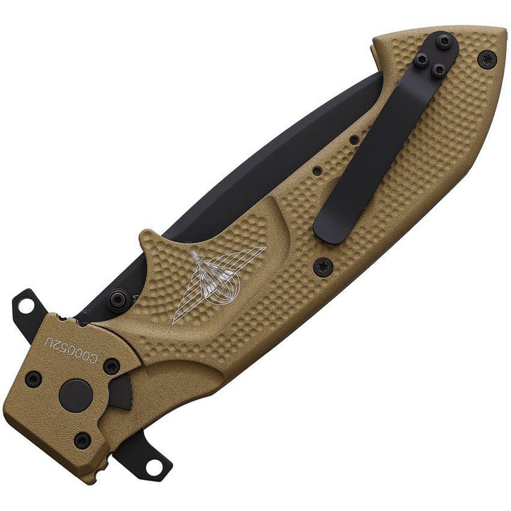 Extrema Ratio Glauca J1 Linerlock Desert Tan Anodized Aluminum Black Tanto Bohler N690 - Knives.mx